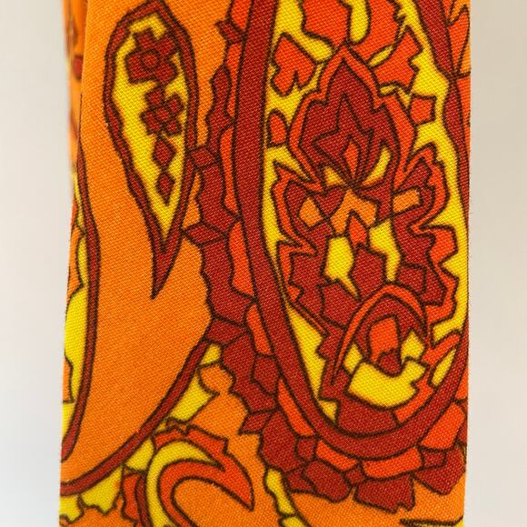 Vintage Handmade 1960's Men's Dress Tie Mod Paisley Design Groovy MCM Hippie - Picture 8 of 10